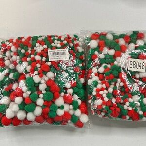 Festive Pom Pom Decoration Set - Red, Green, White